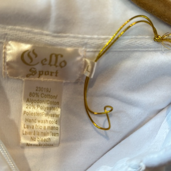 CELLO SPORT White Hoodie Crushed Velvet Sweater Zip Up Juniors Large Z41 - Picture 6 of 6